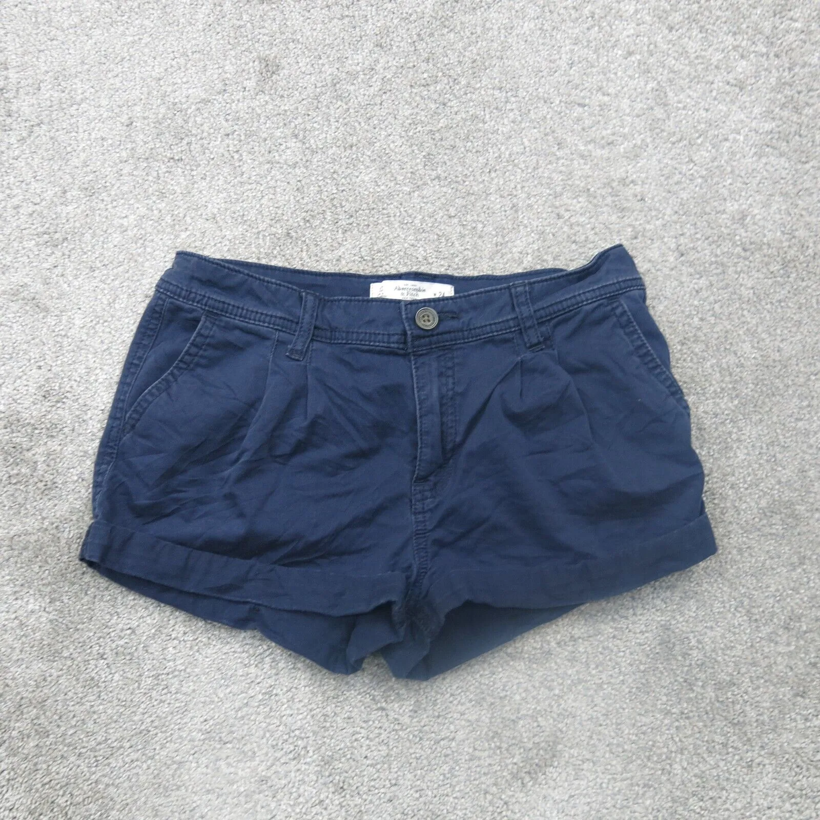 Abercrombie & Fitch Womens Chino Shorts Low Rise Slash Pocket Blue Size 00