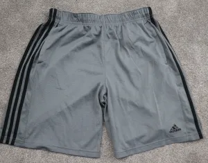 Adidas Boys Basketball Shorts Mid Rise Gray Large Stitched CLIMALITE Shorts