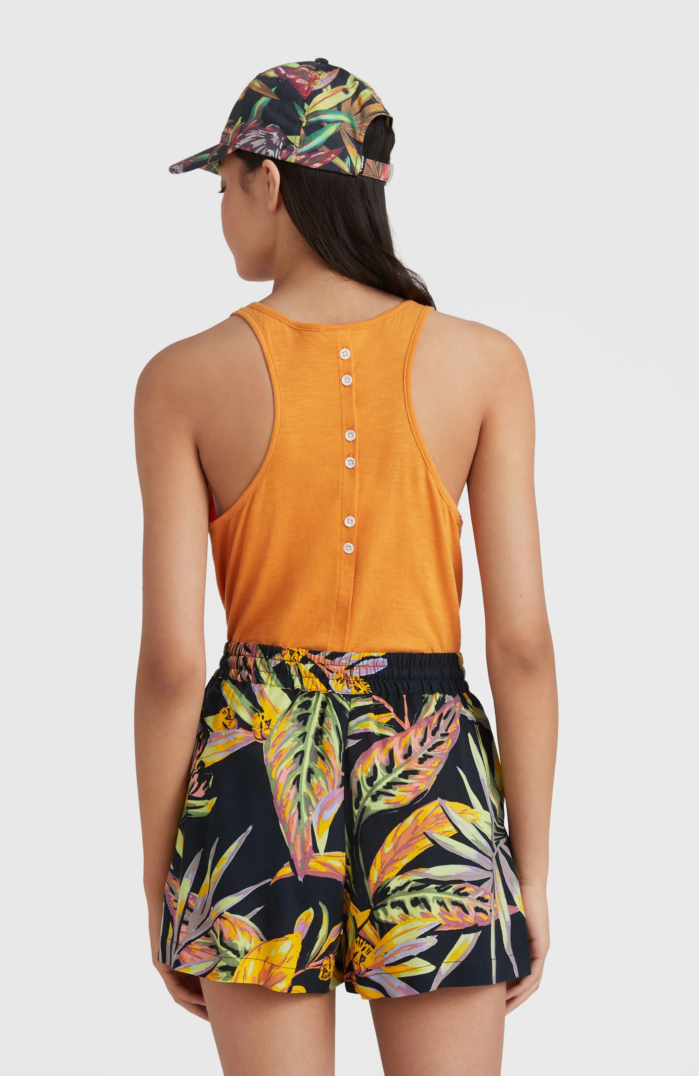 Amiri High-Waist Beach Shorts | Black Tropical Flower