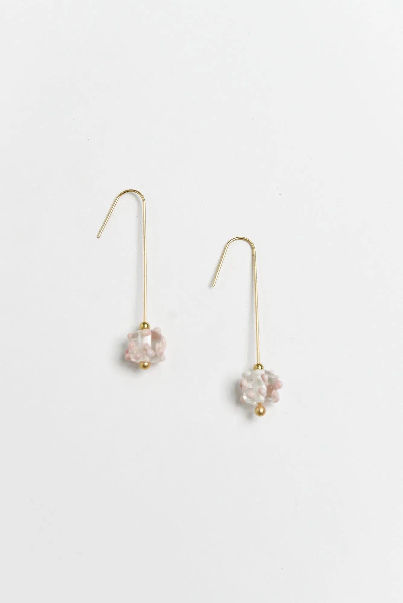 Anka Pink Dot Glass Hook Earrings