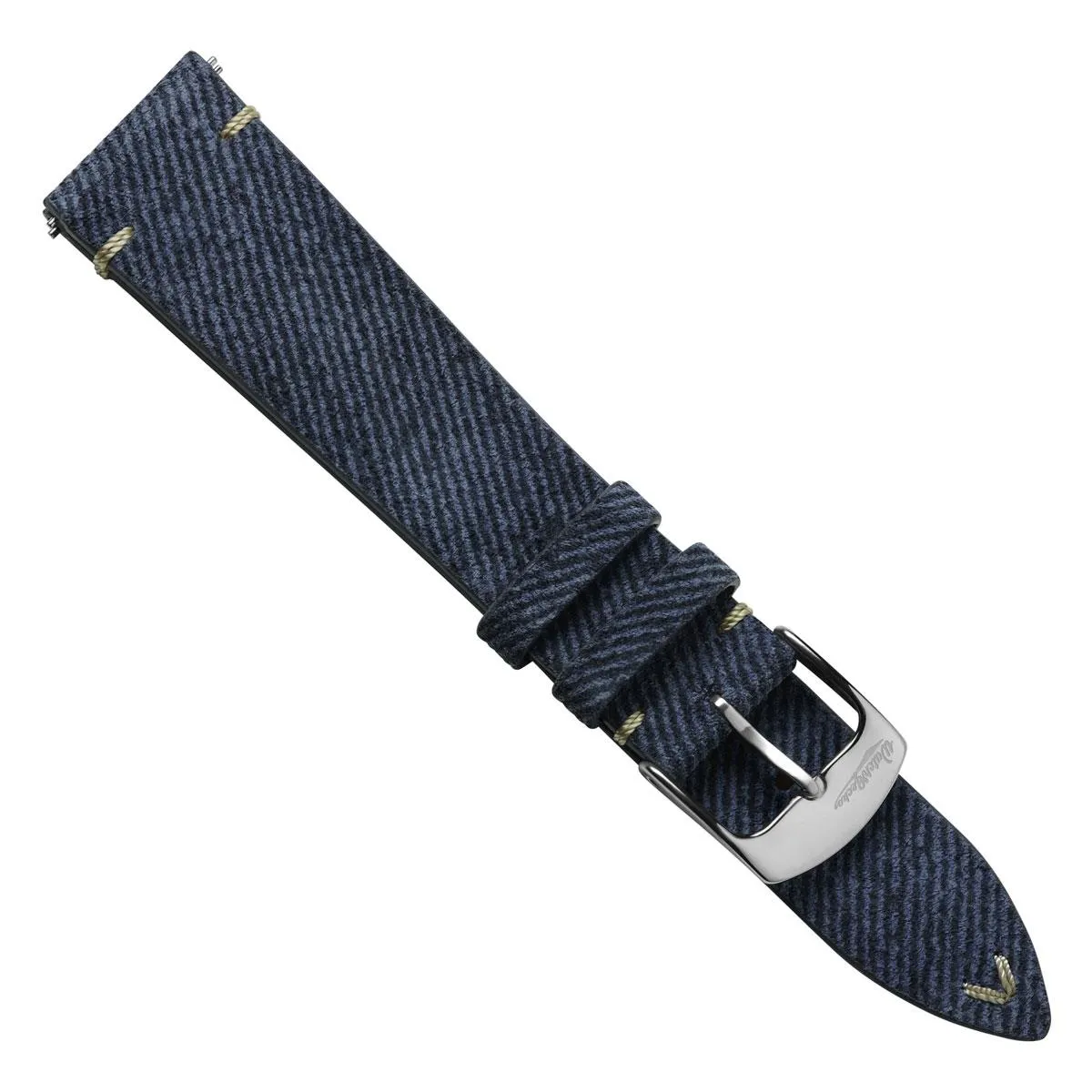 Arbour V-Stitch Denim Design Genuine Leather Watch Strap - Navy Blue