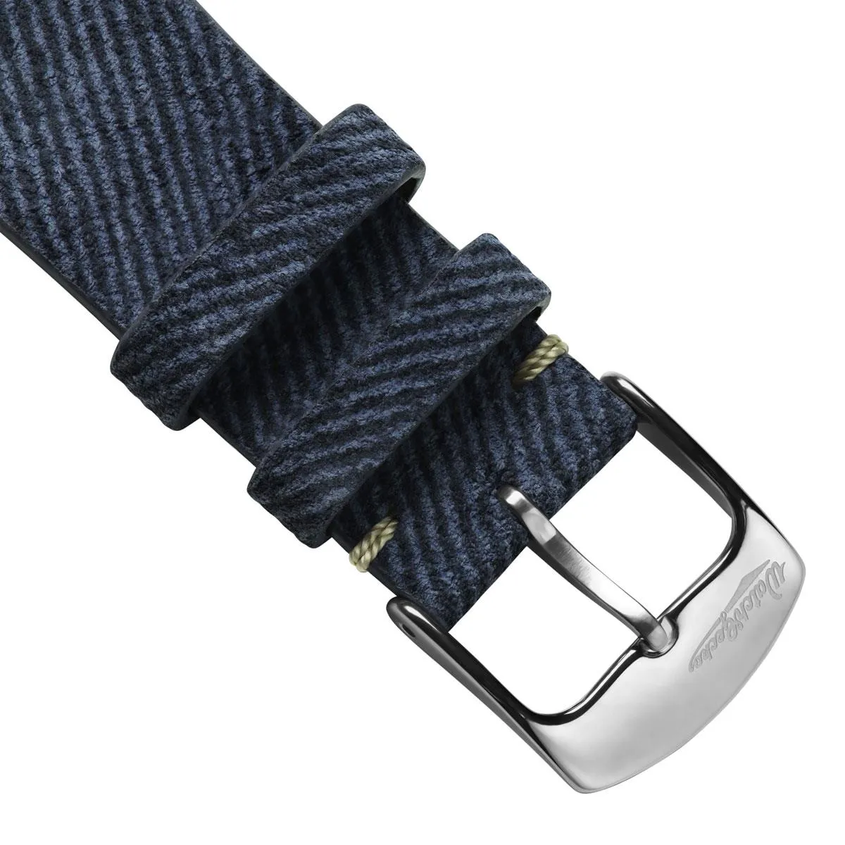 Arbour V-Stitch Denim Design Genuine Leather Watch Strap - Navy Blue