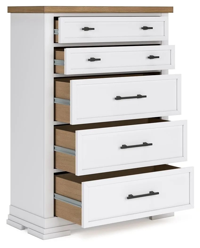 Ashbryn - White / Natural - Five Drawer Chest