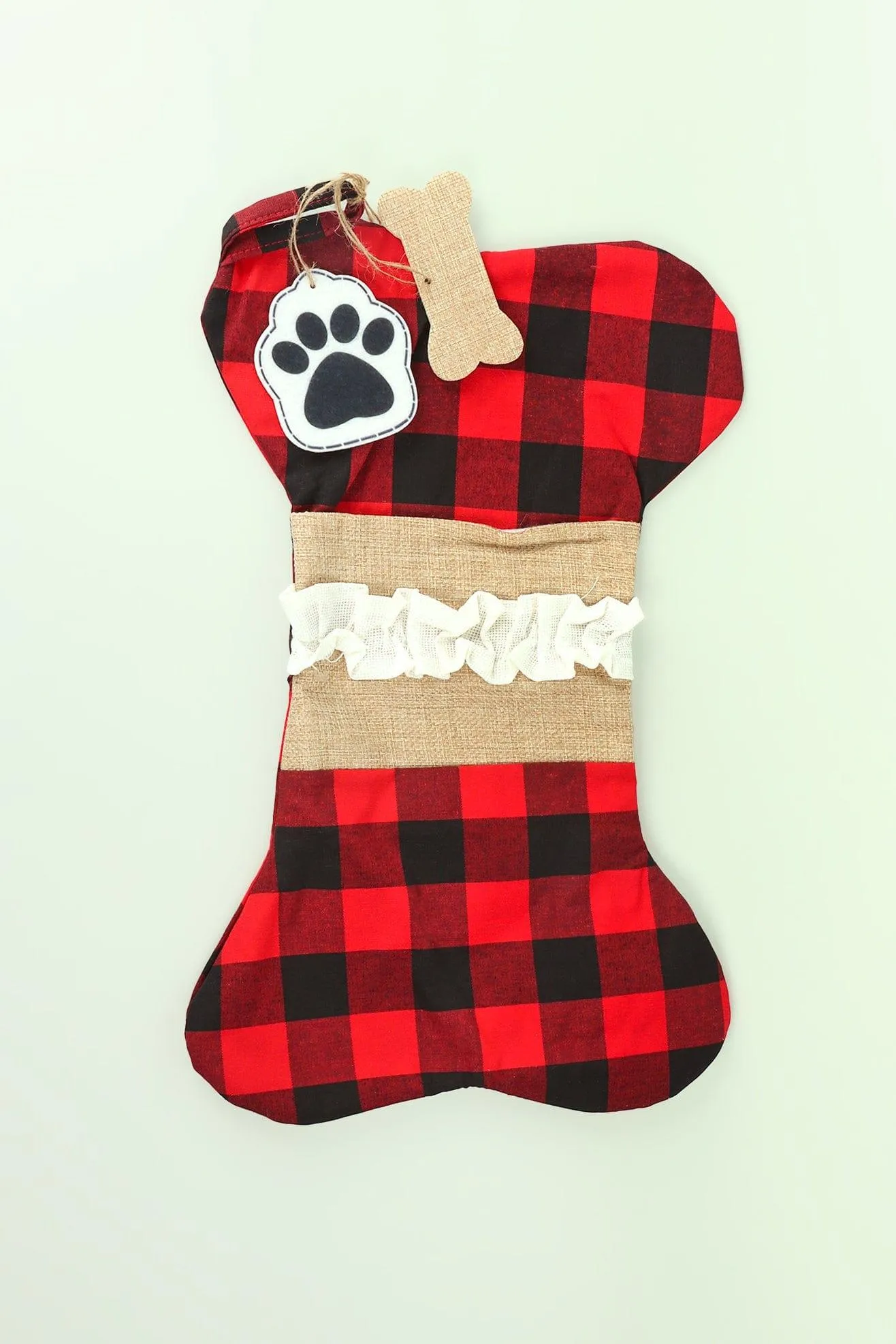 Black and Red Check Pattern Christmas Stocking for Pets