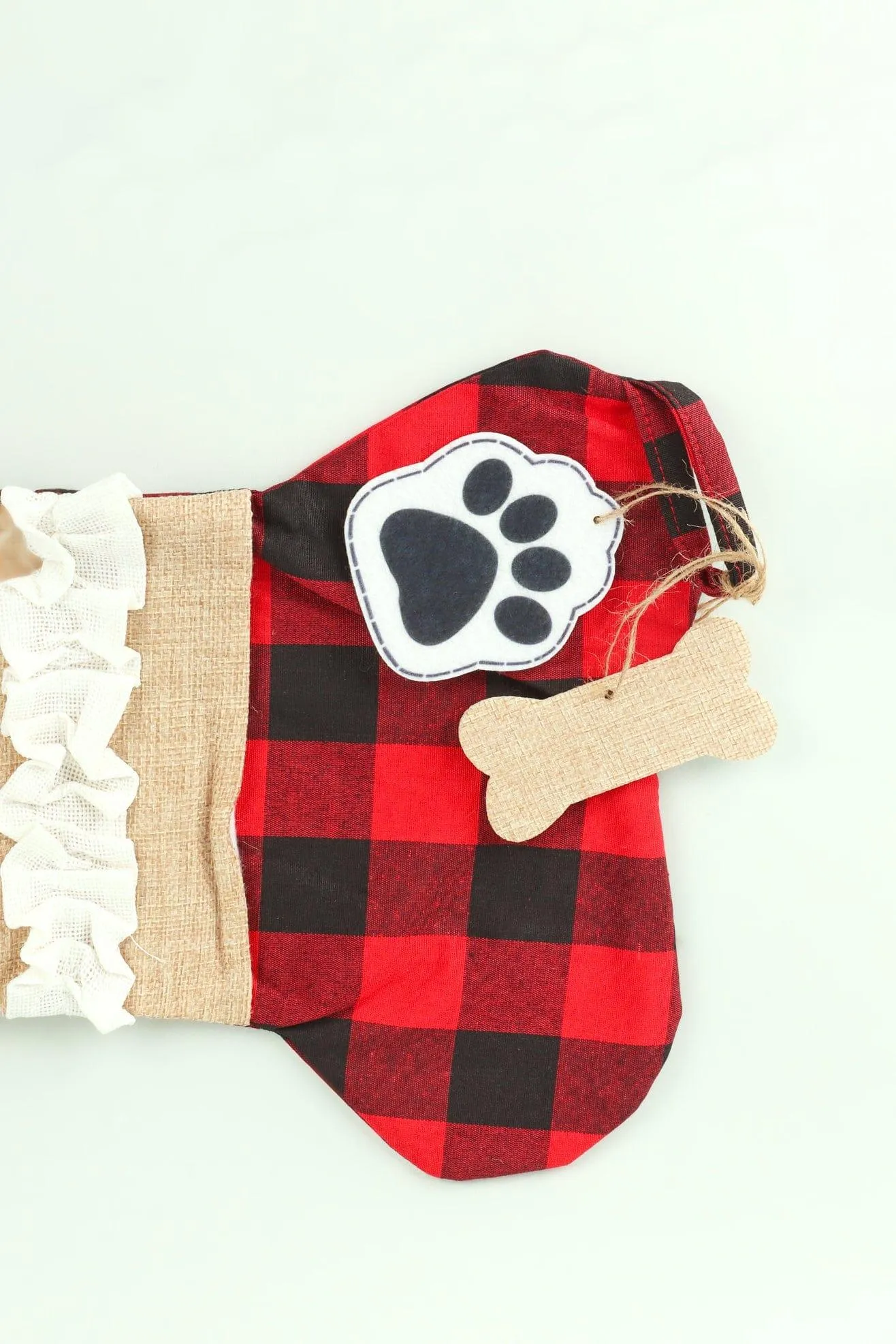 Black and Red Check Pattern Christmas Stocking for Pets