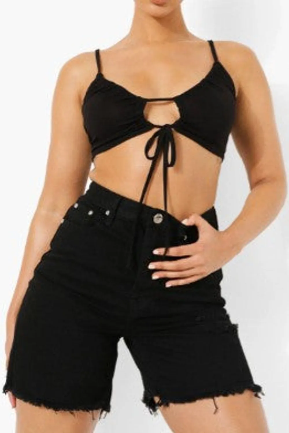 Black Tie Detail Strap Bralet