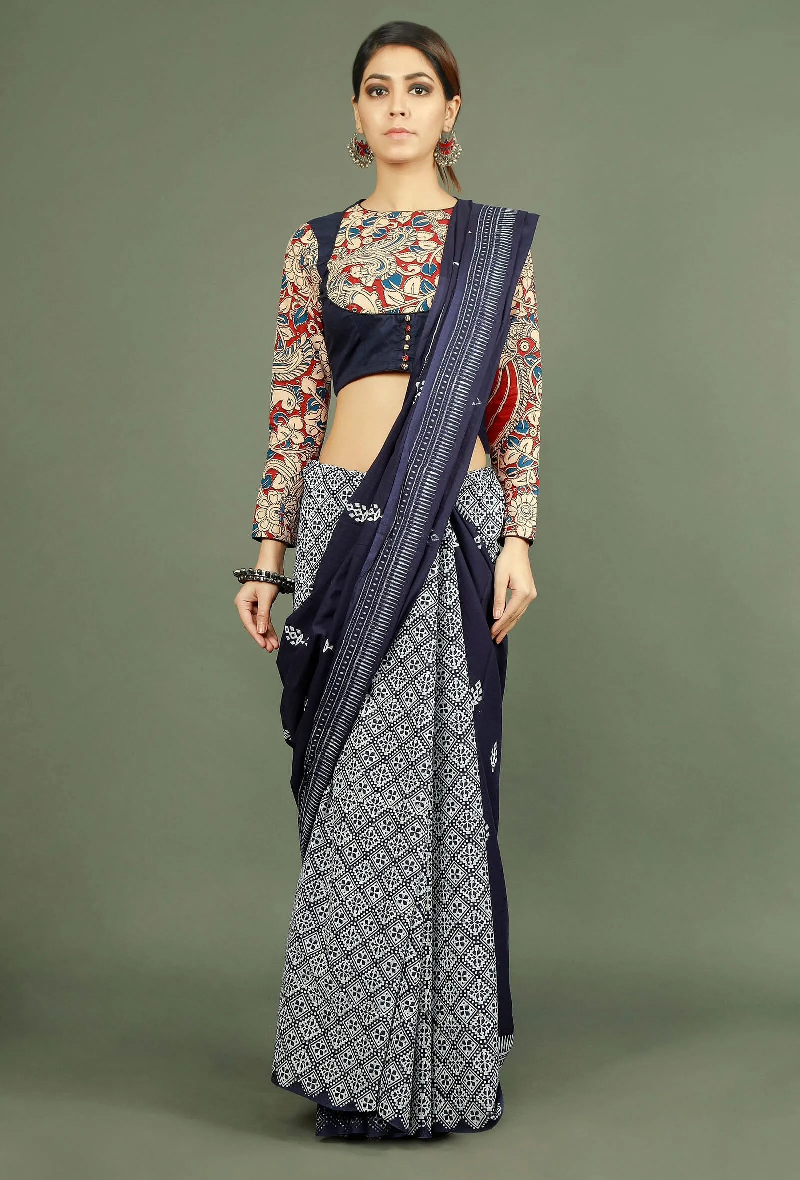 Blue Kalamkari Pure Cotton Blouse