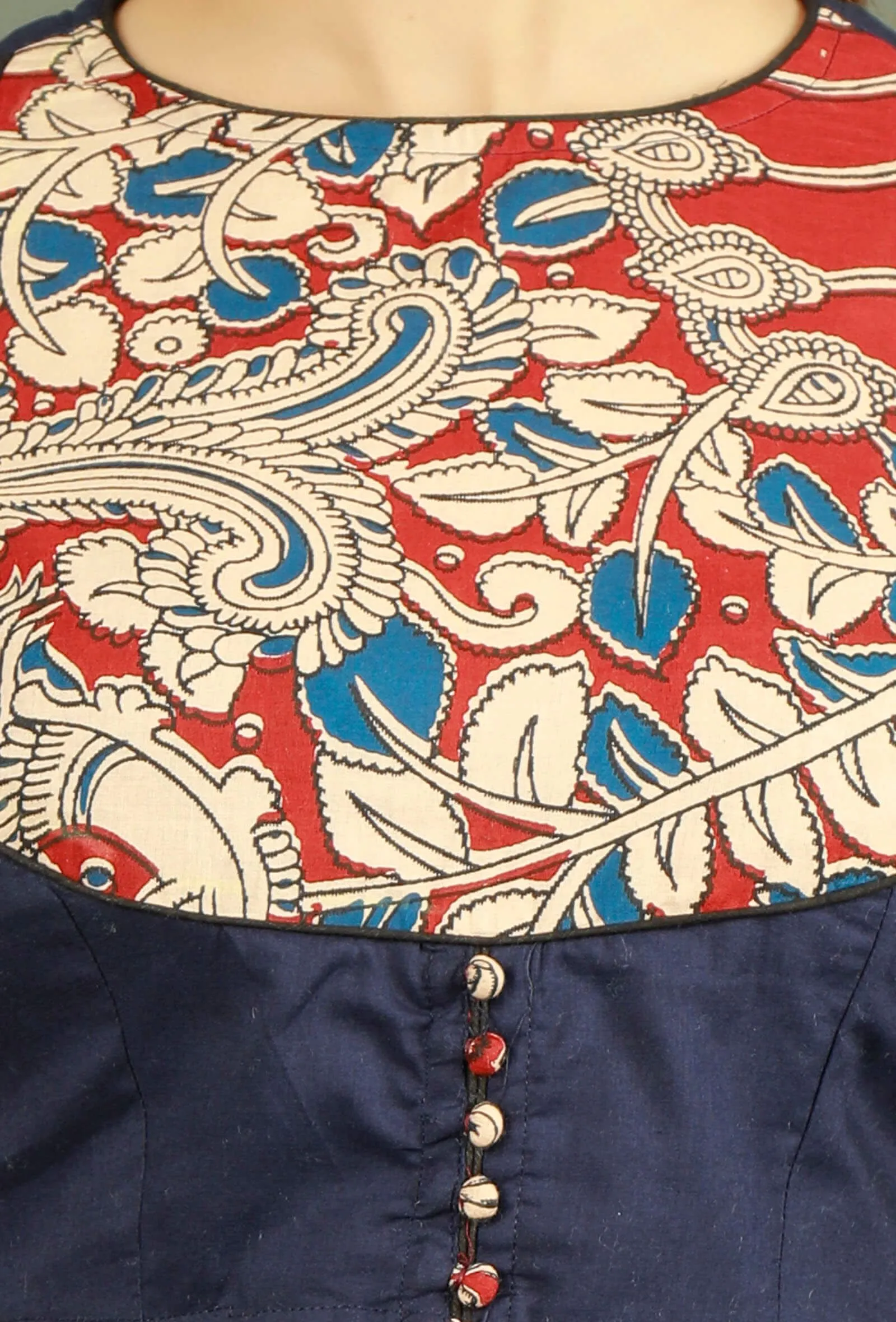 Blue Kalamkari Pure Cotton Blouse