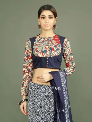 Blue Kalamkari Pure Cotton Blouse