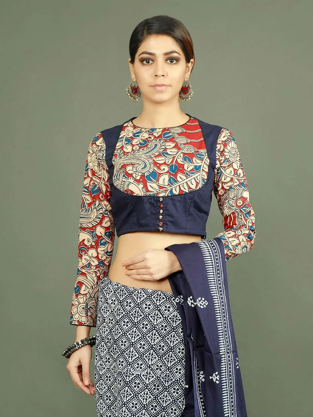 Blue Kalamkari Pure Cotton Blouse