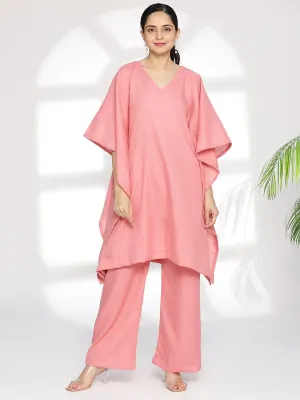 Blush CottonSlub Kaftan & Palazzo