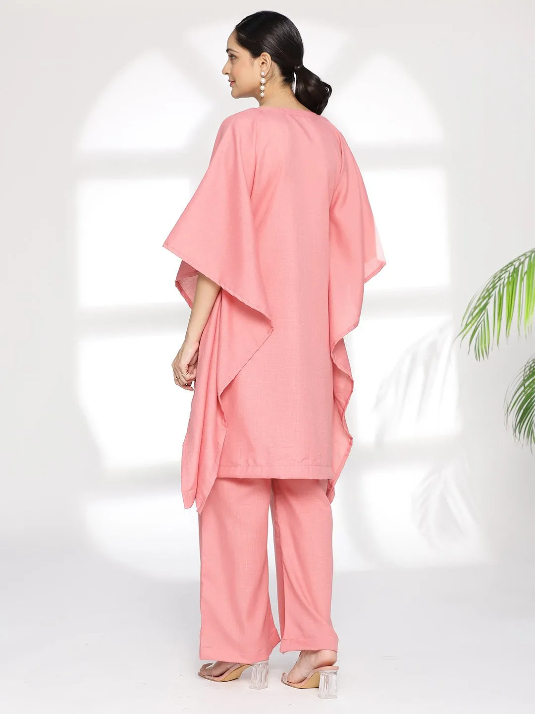 Blush CottonSlub Kaftan & Palazzo