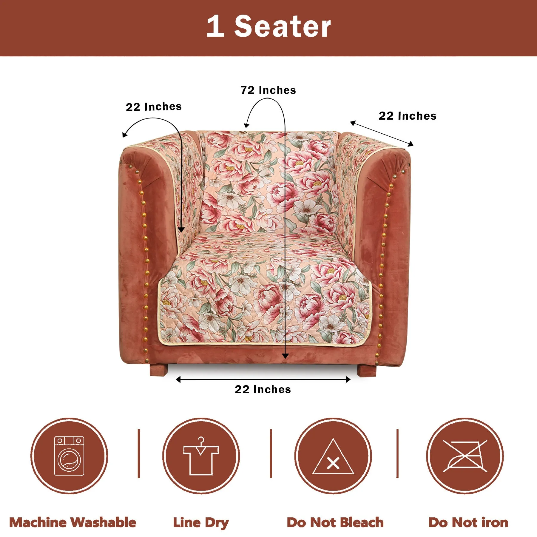 Boho Roses Quilted Sofa Cover Set