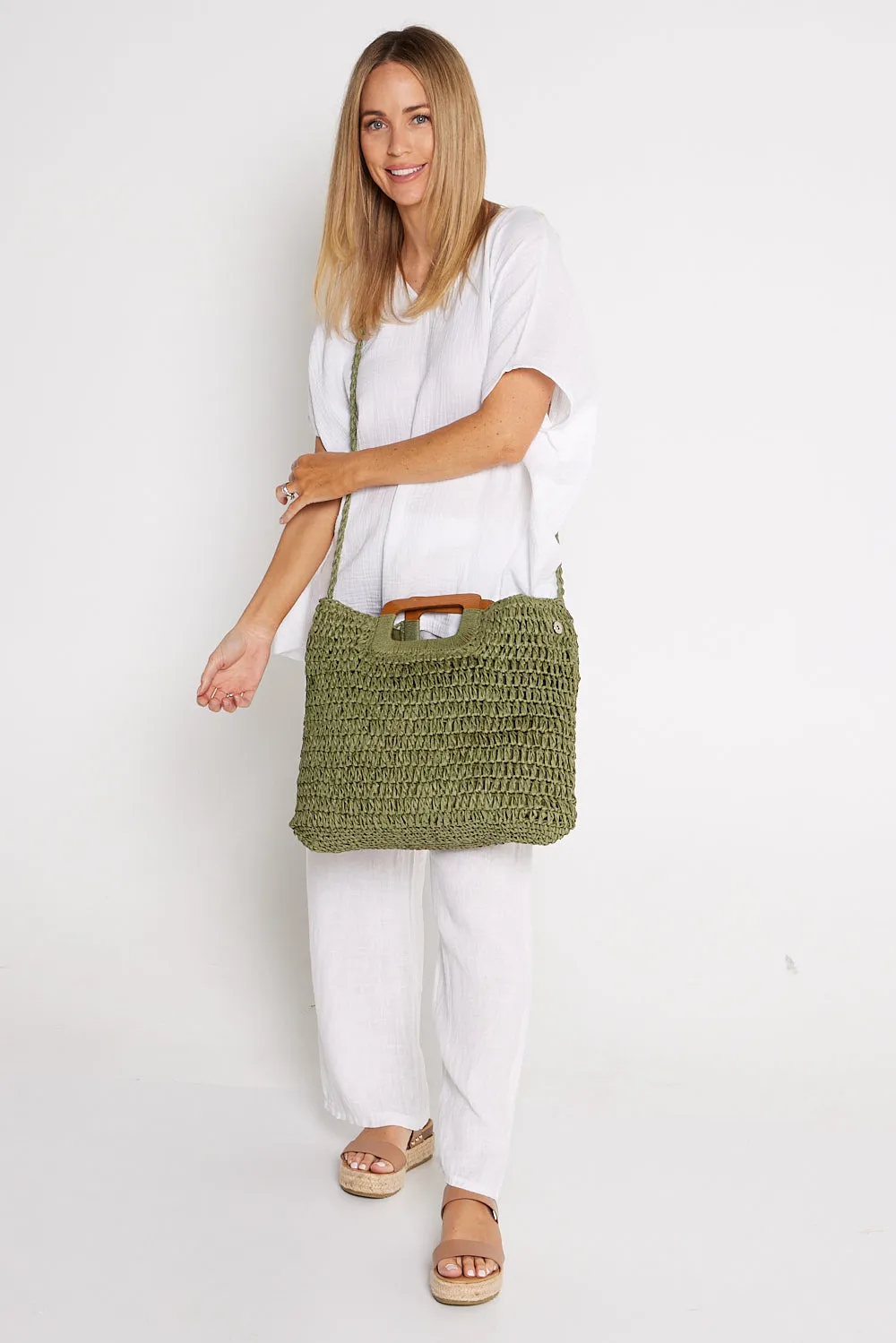 Cancun Raffia Handbag - Khaki