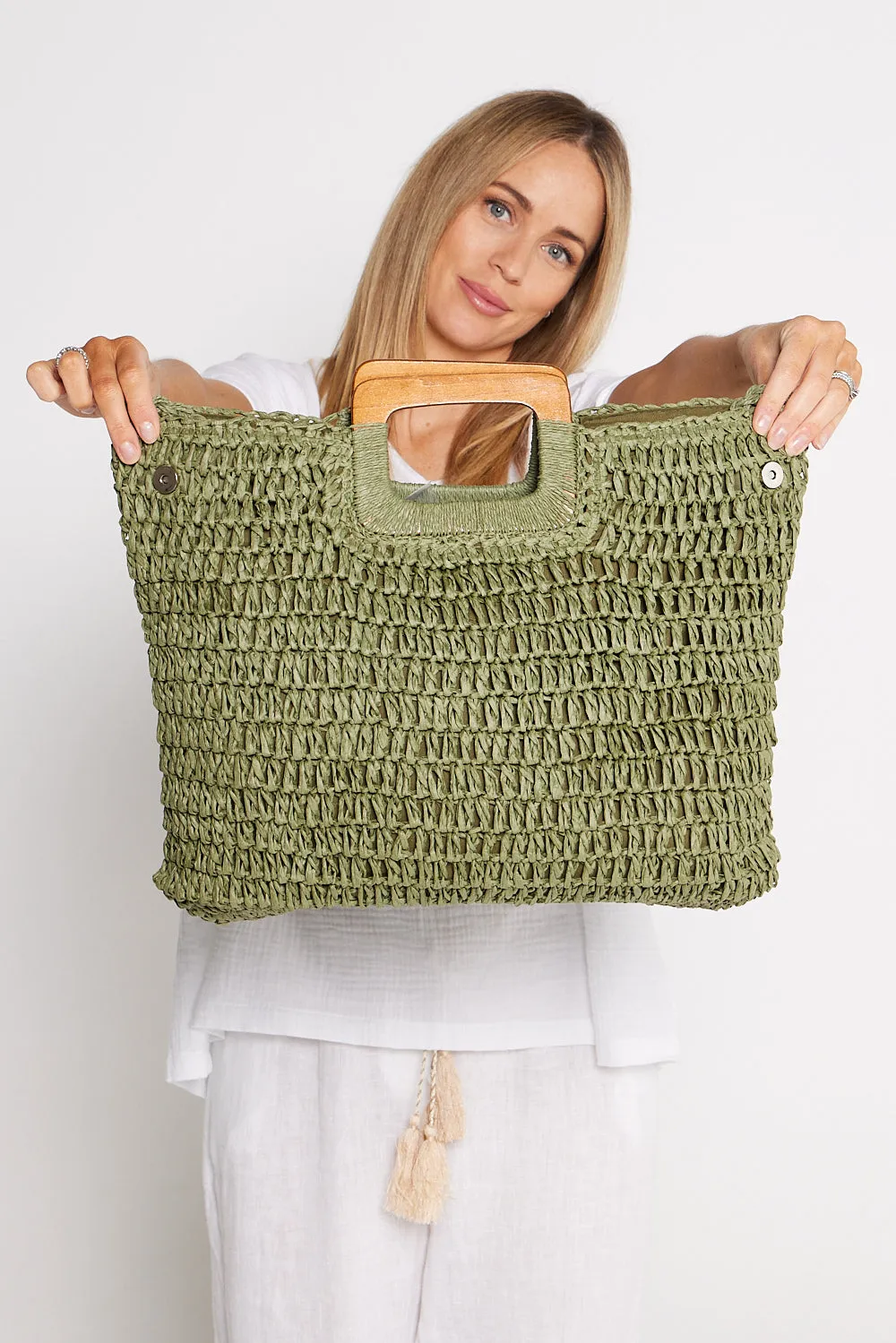 Cancun Raffia Handbag - Khaki