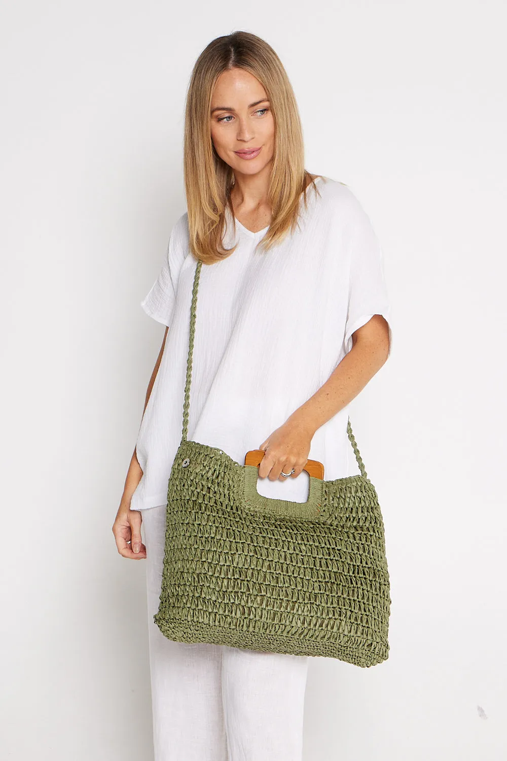 Cancun Raffia Handbag - Khaki