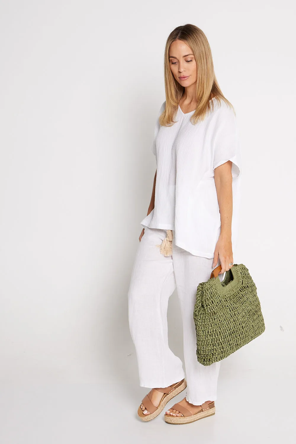 Cancun Raffia Handbag - Khaki