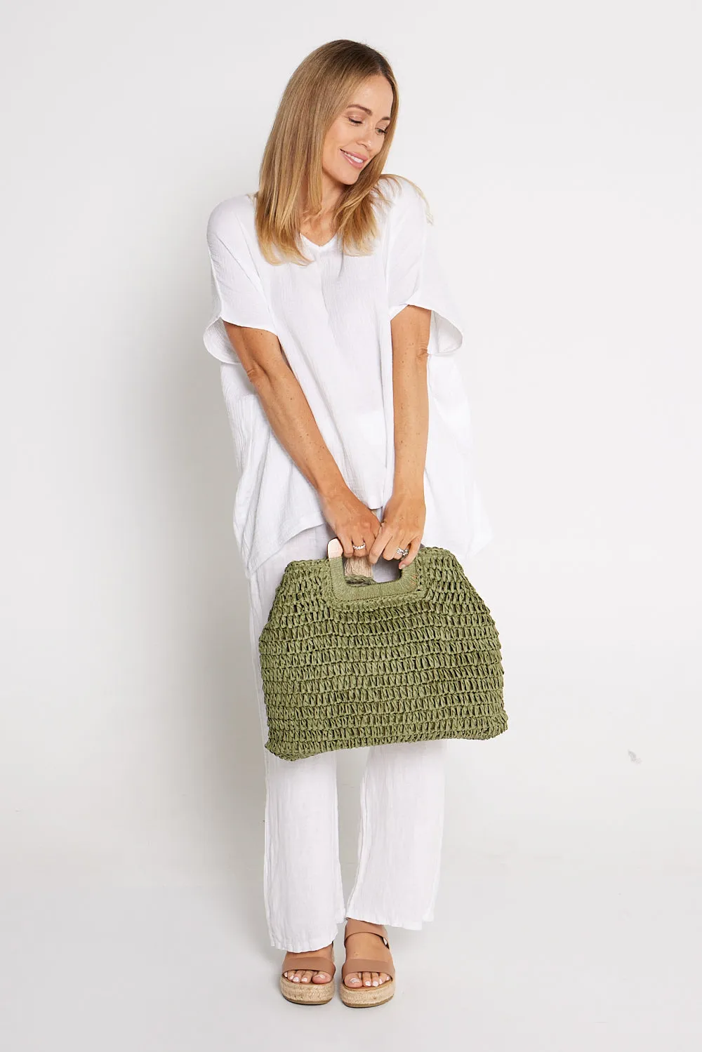 Cancun Raffia Handbag - Khaki