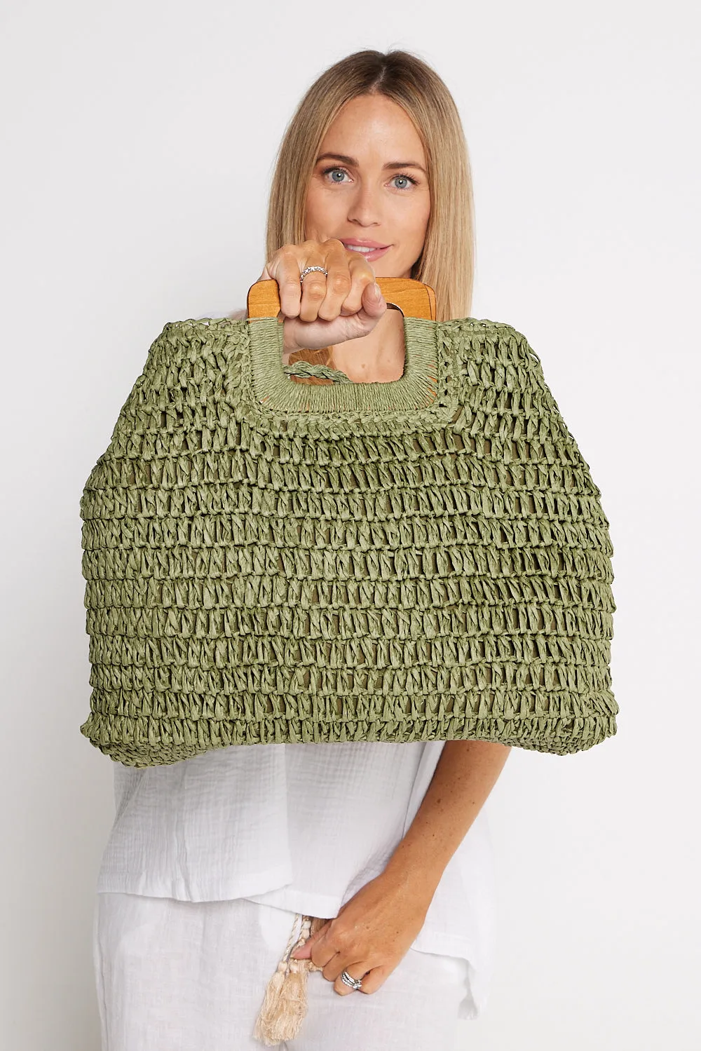 Cancun Raffia Handbag - Khaki