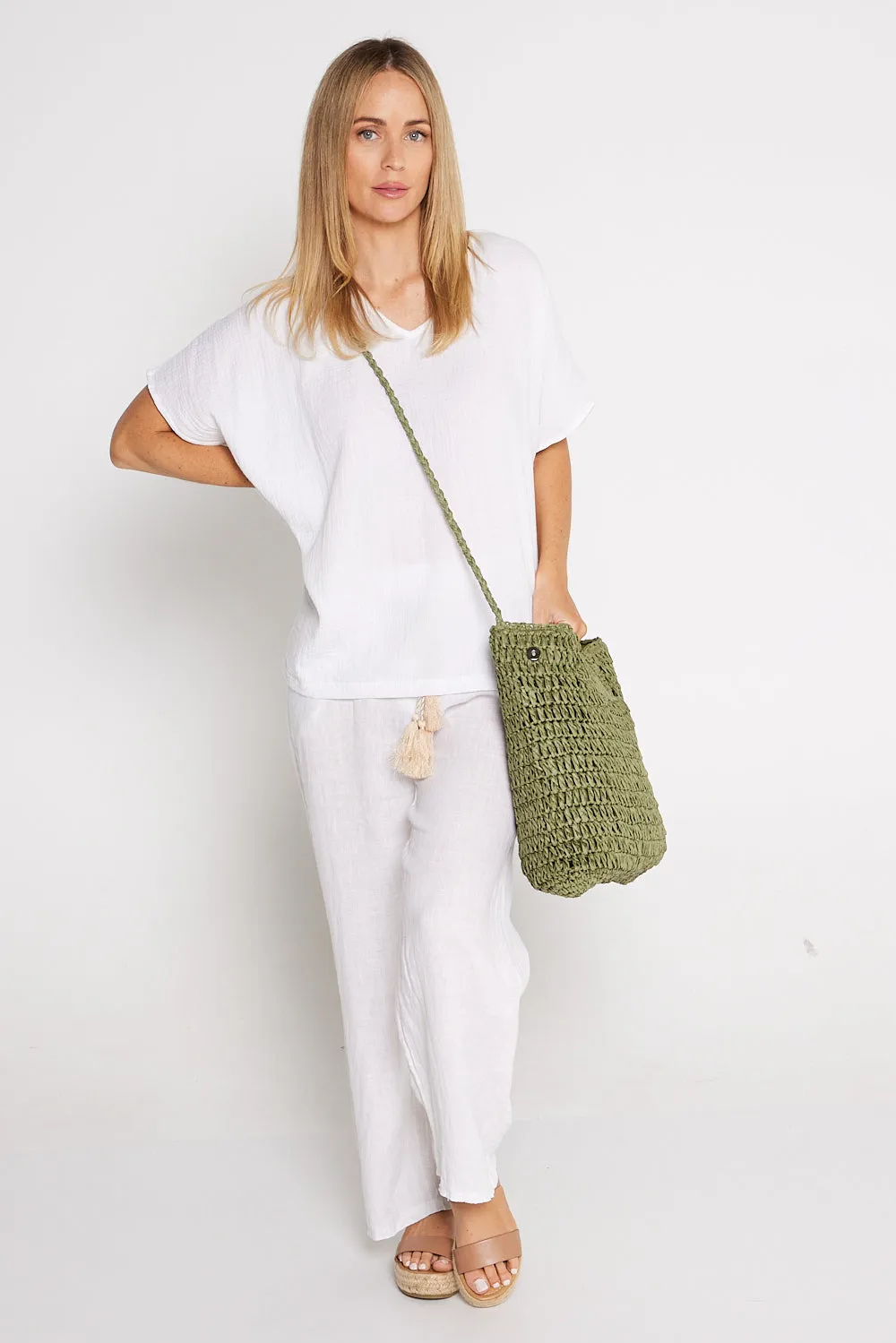 Cancun Raffia Handbag - Khaki