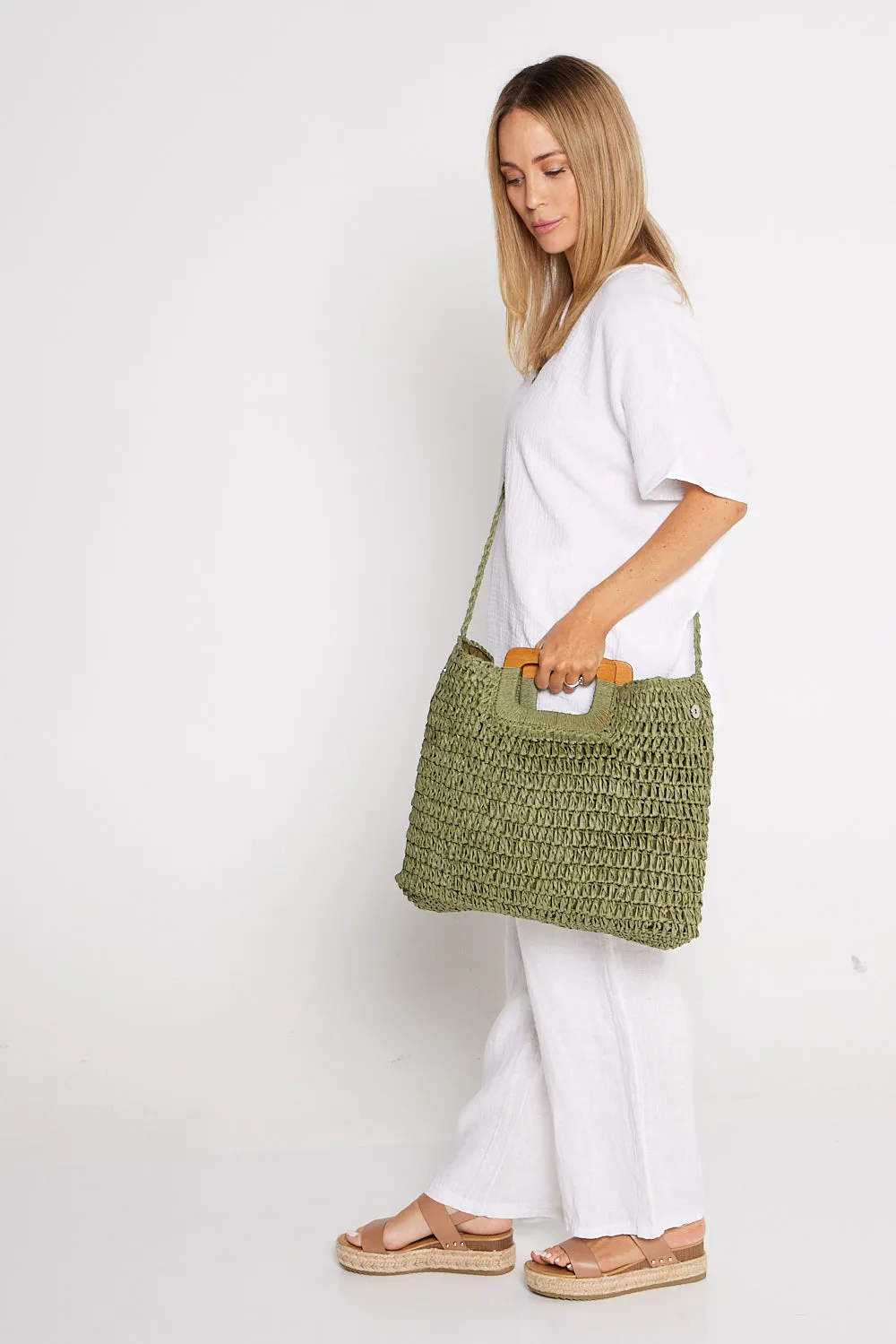 Cancun Raffia Handbag - Khaki