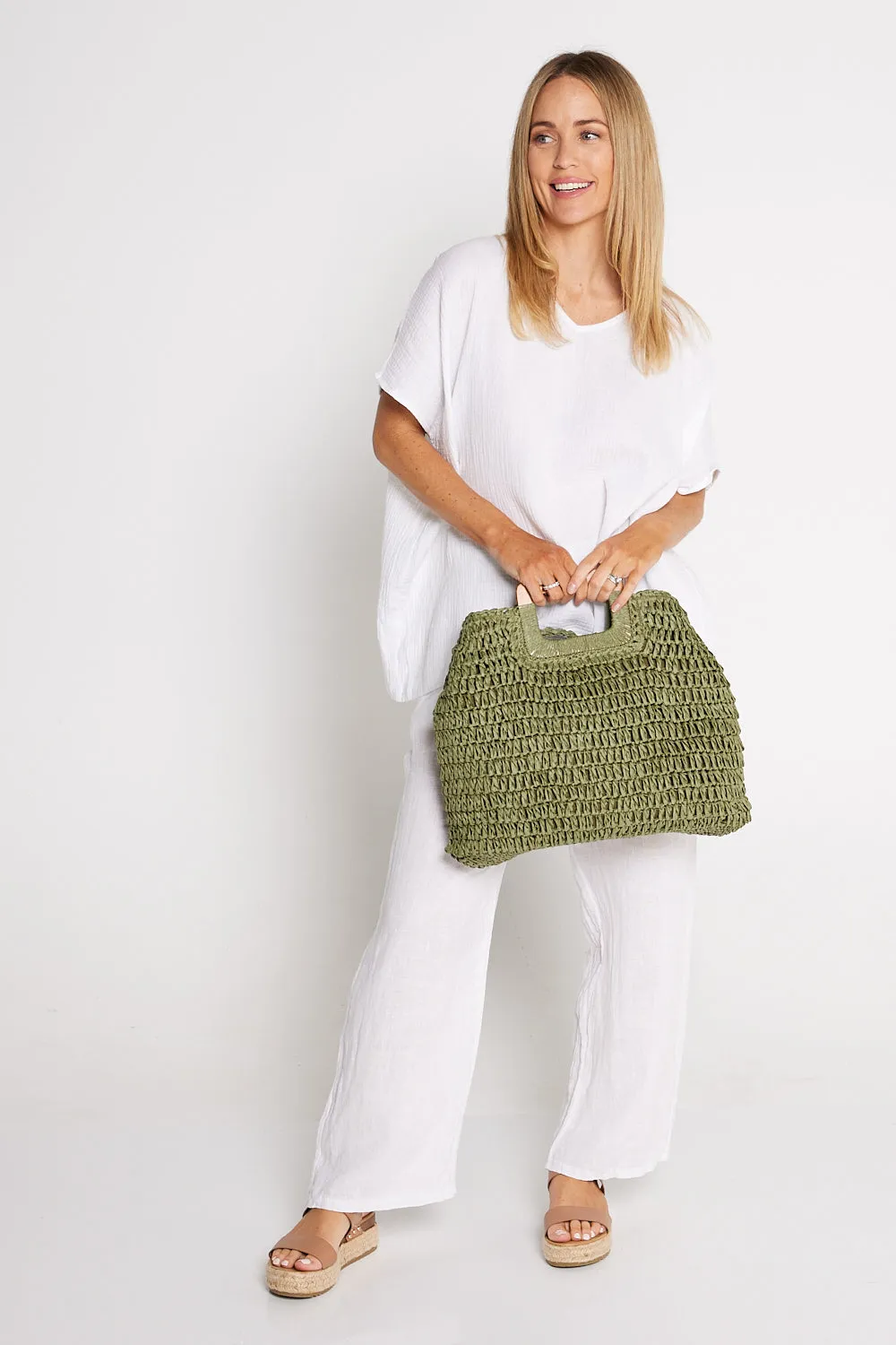 Cancun Raffia Handbag - Khaki