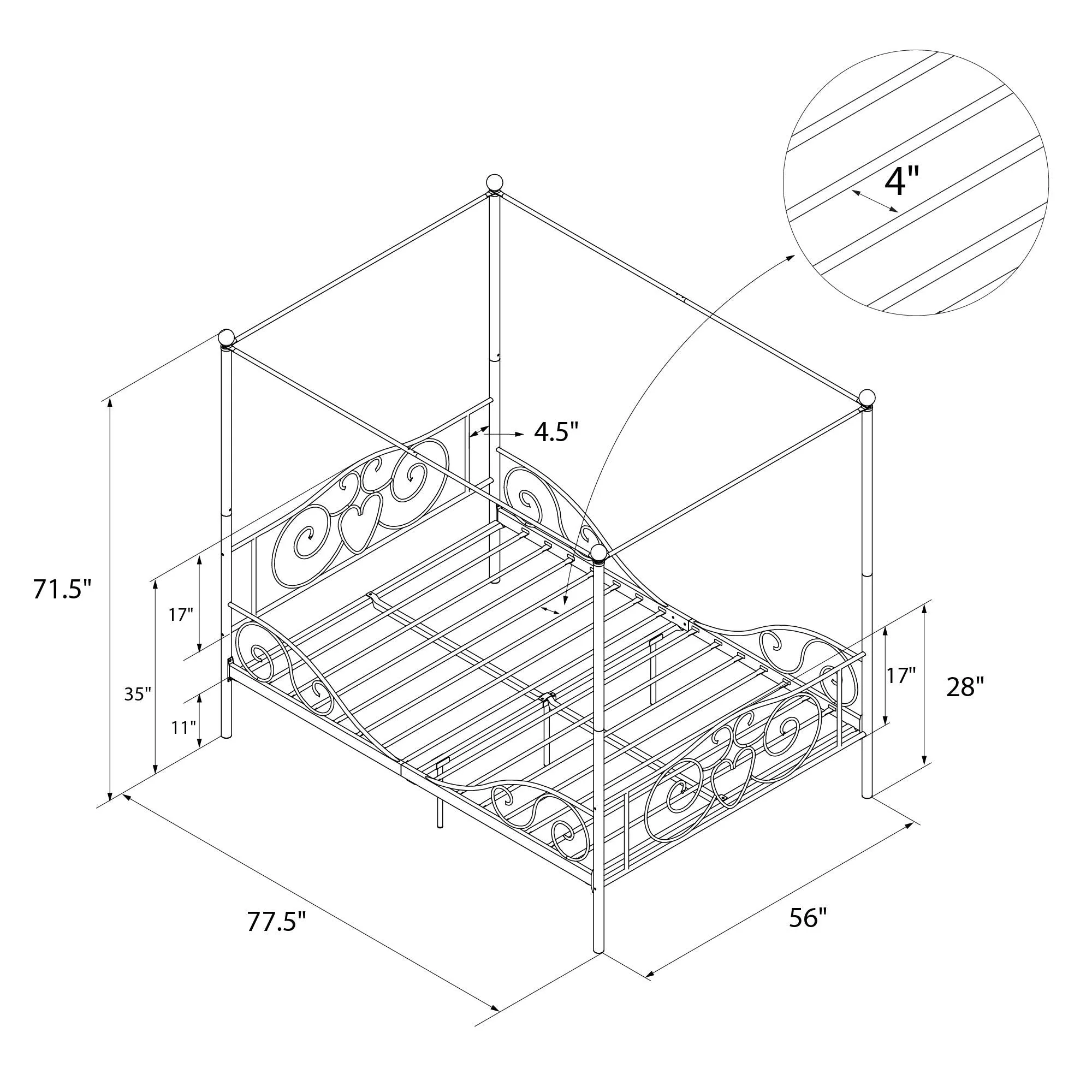 Canopy Metal Bed Frame