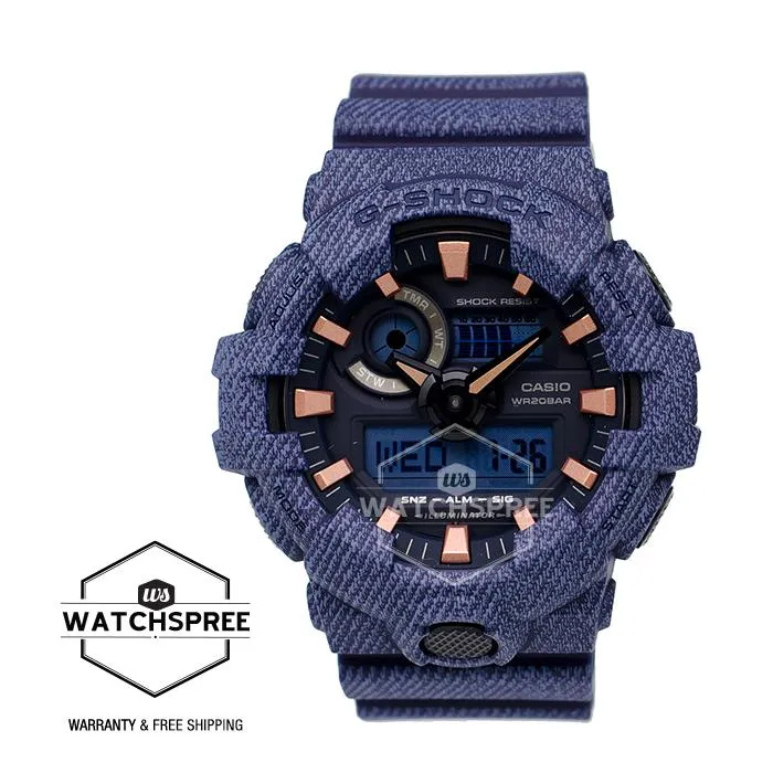 Casio G-Shock Vew DENIM’?????¶ôÇï¶ôǝ????D COLOR Limited Models Dark Blue Resin Band Watch GA700DE-2A