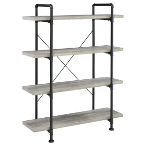 Delray - 4-Shelf Bookshelf - Gray Driftwood And Black