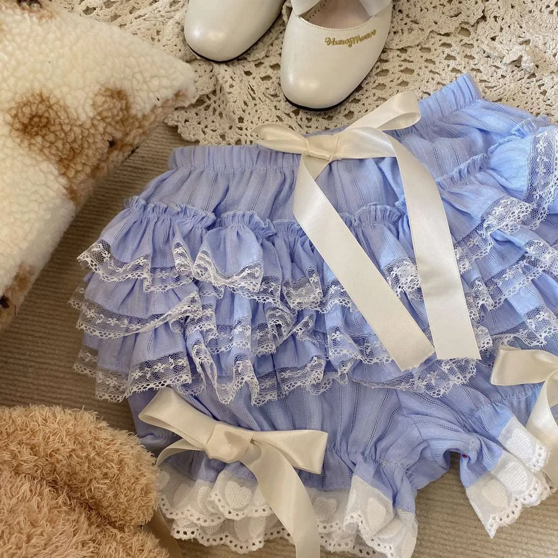 Dormir Doll EGL Lace Ruffled Cotton Black White Blue Cream Bloomers Shorts