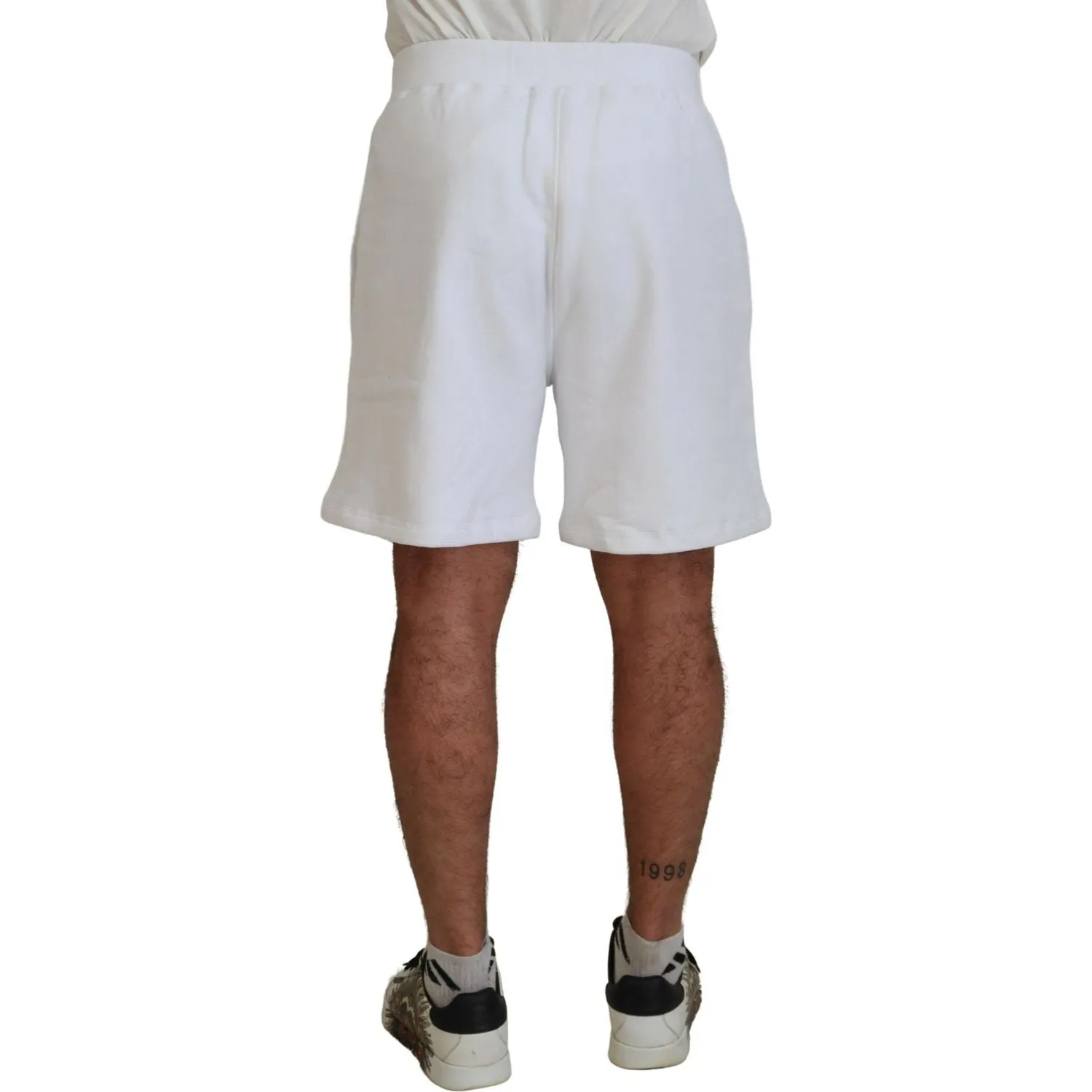 Dsquared² White Printed Pull On Men Casual Bermuda Shorts