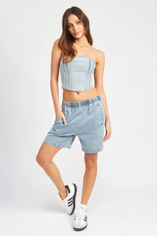 Emory Park HIGH WAISTED BERMUDA DENIM SHORTS