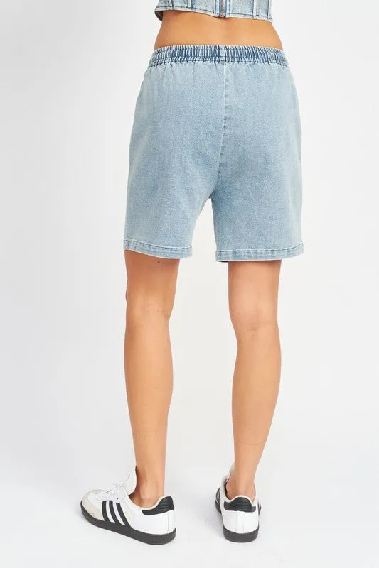 Emory Park HIGH WAISTED BERMUDA DENIM SHORTS