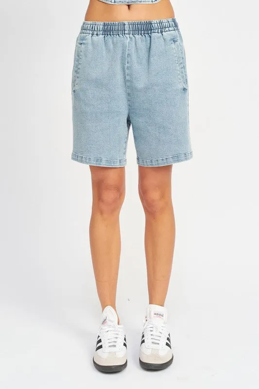 Emory Park HIGH WAISTED BERMUDA DENIM SHORTS