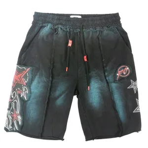 F696 Finesse Acid Wash Shorts - Black