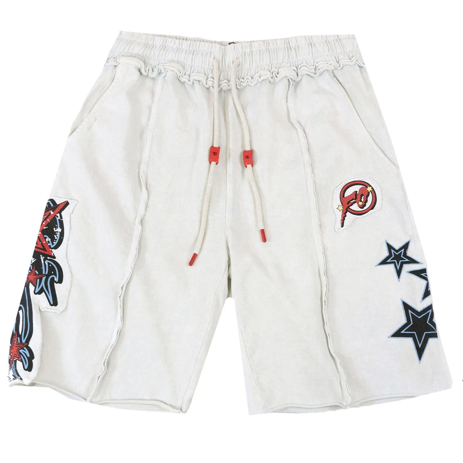 F696 Finesse Acid Wash Shorts - White