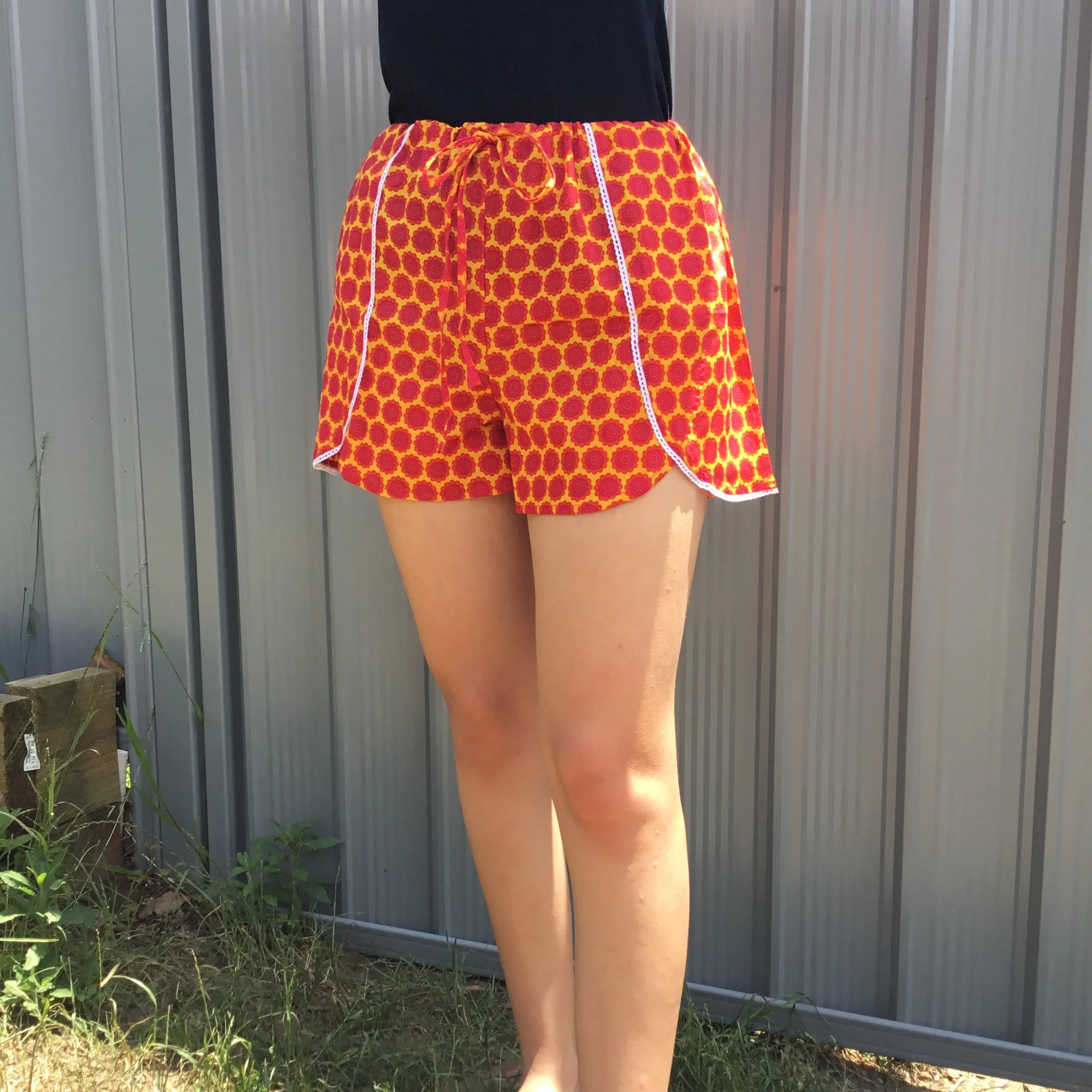 Fair Trade Floral Jammie Shorts Orange & Yellow