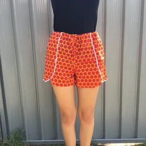 Fair Trade Floral Jammie Shorts Orange & Yellow