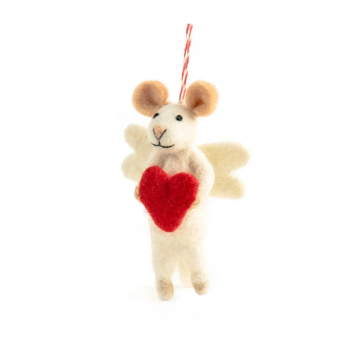 Felt Angelica Mouse Heart Christmas Ornament