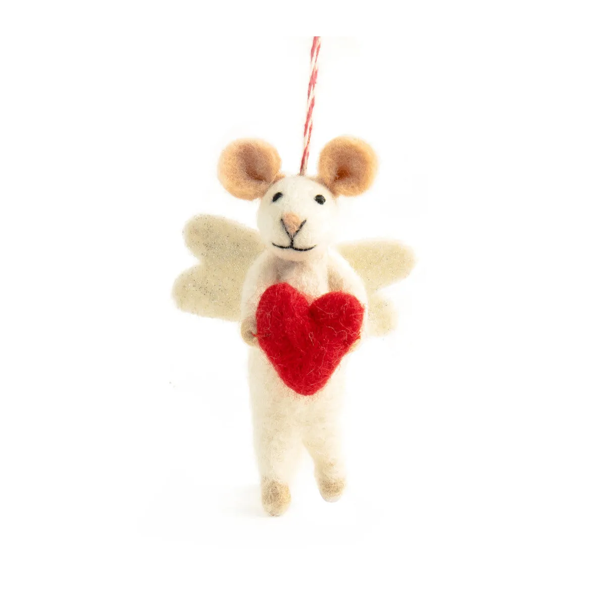 Felt Angelica Mouse Heart Christmas Ornament