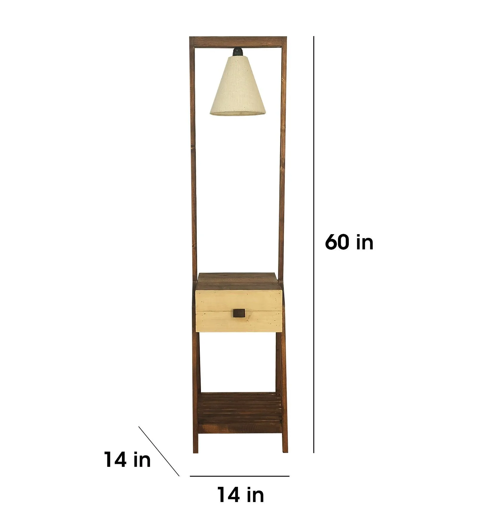 Gabrielle Wooden Floor Lamp with Brown Base and Jute Fabric Lampshade