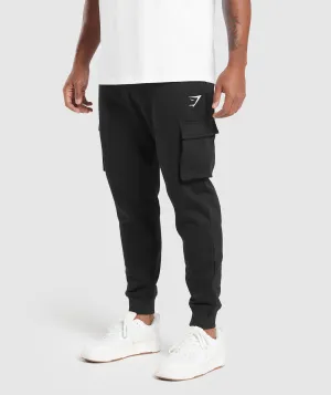 Gymshark Crest Cargo Joggers - Black