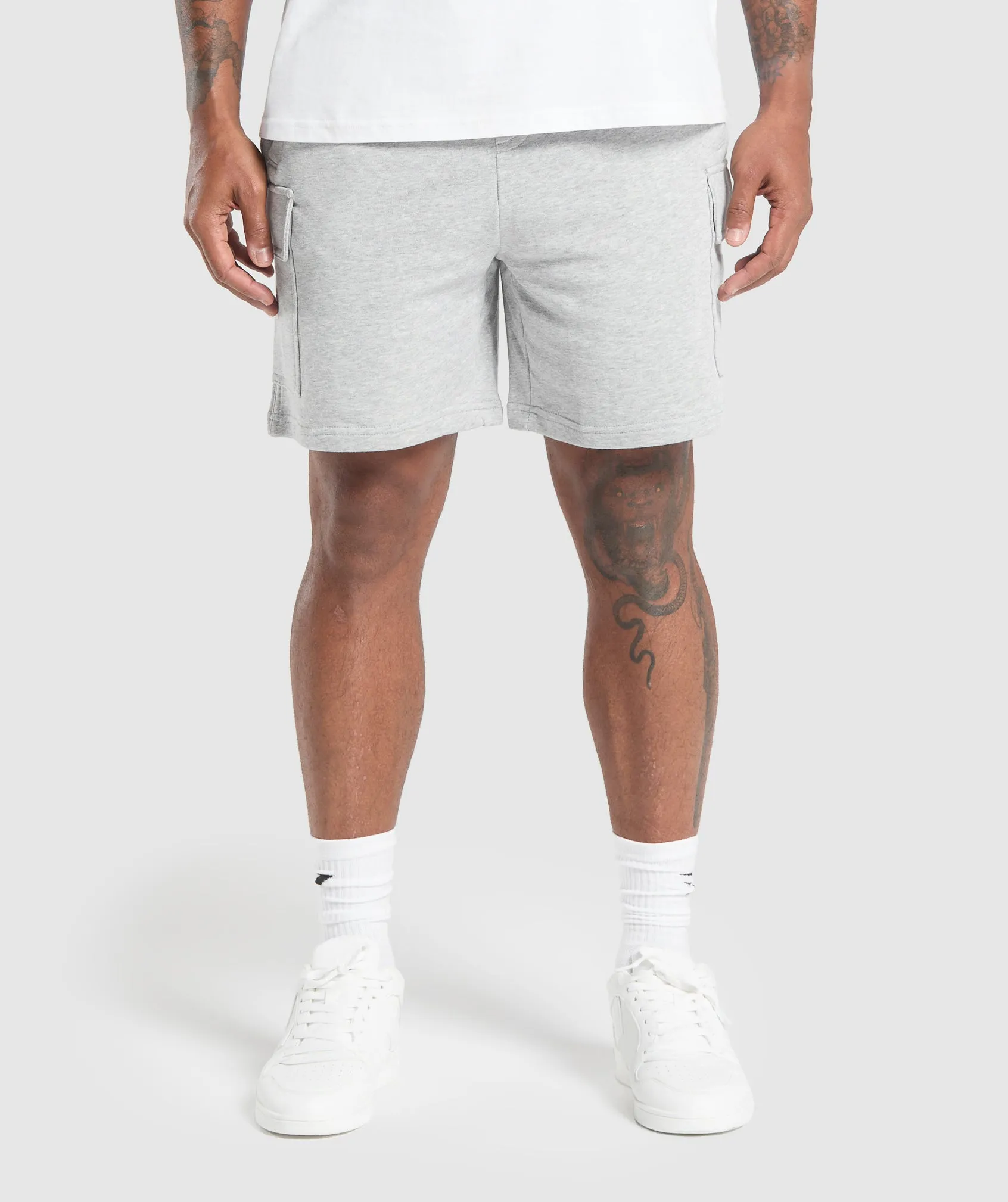 Gymshark Rest Day Essentials Cargo 7" Shorts - Light Grey Core Marl