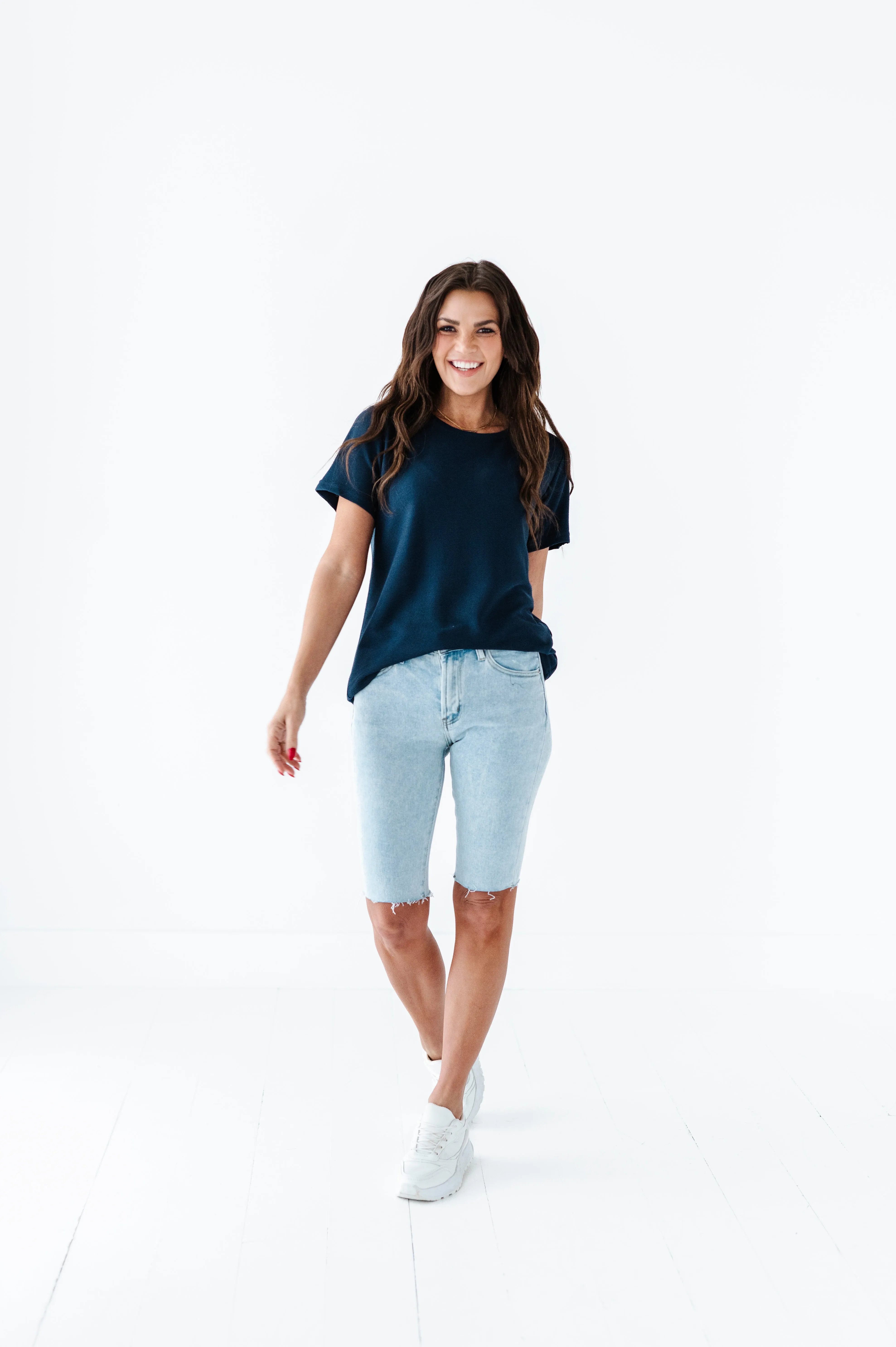 Kenadie High Rise Skinny Bermuda Shorts