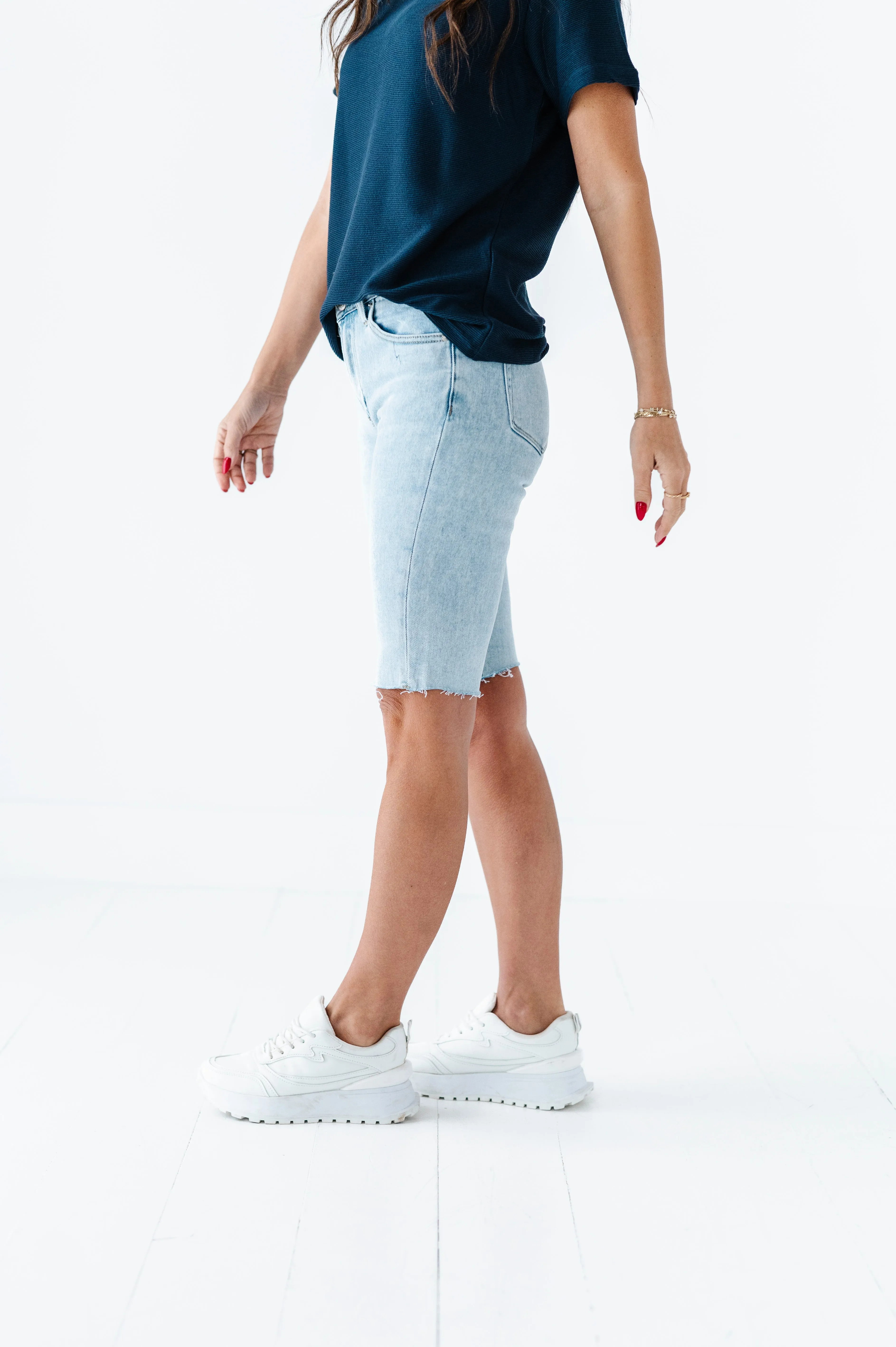 Kenadie High Rise Skinny Bermuda Shorts