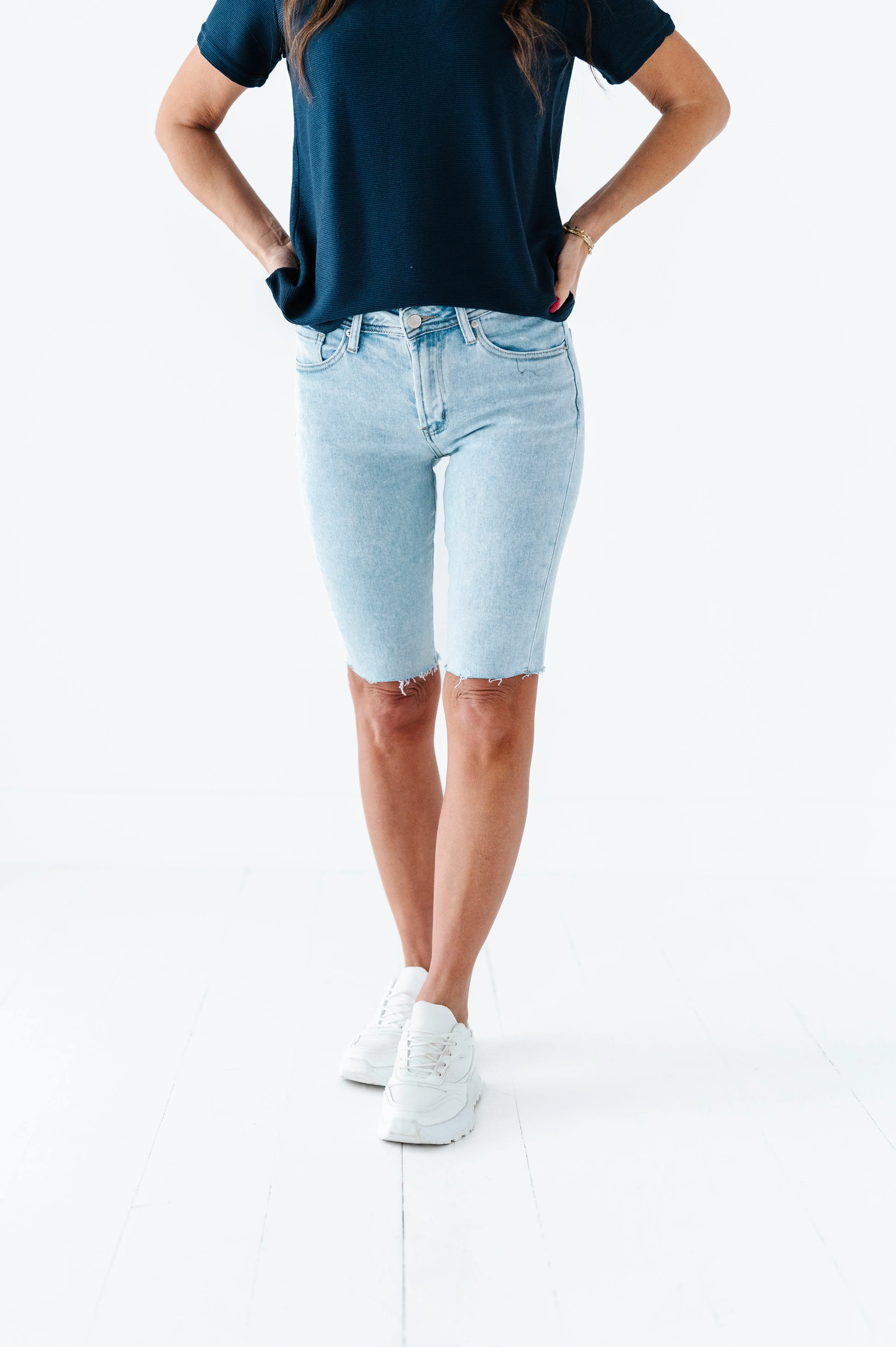 Kenadie High Rise Skinny Bermuda Shorts