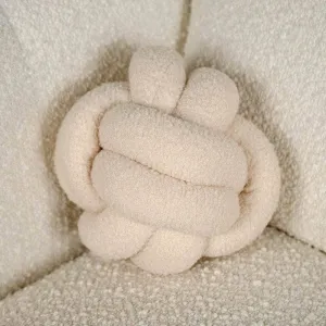 Khaki Boucle Knot Ball Cushion - 19cm