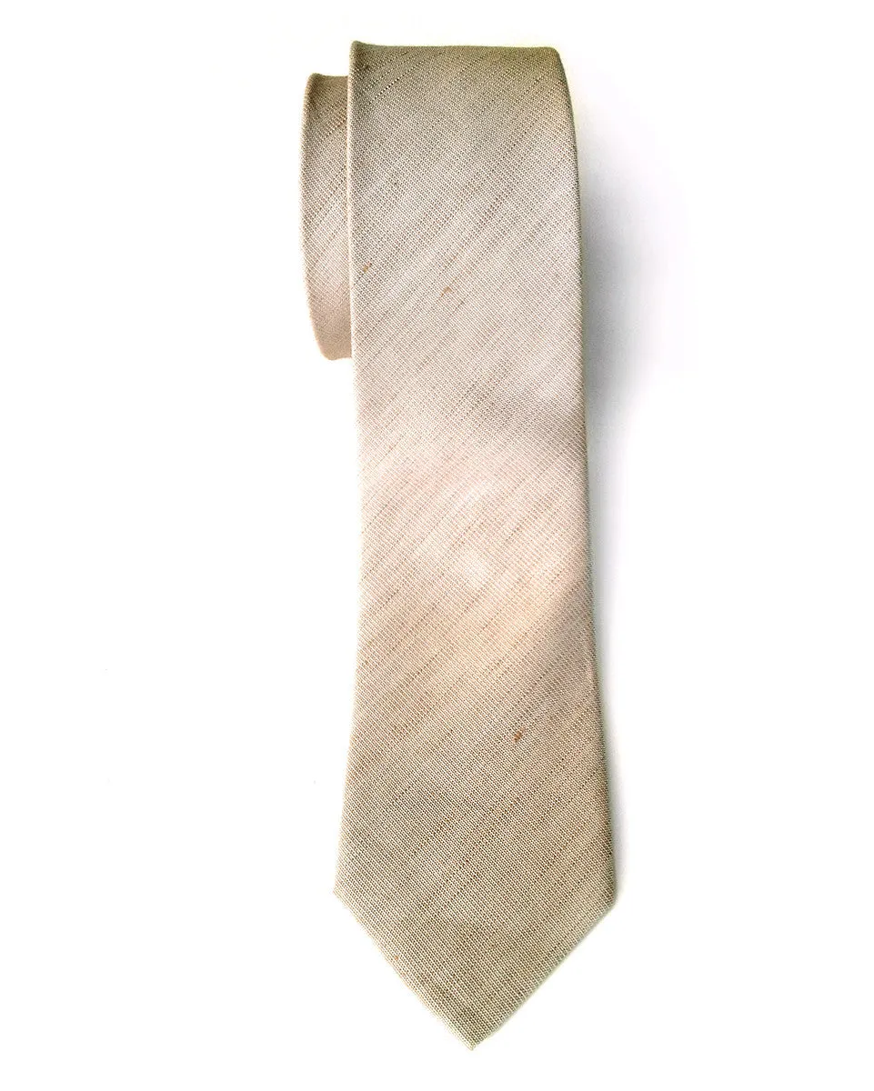 Khaki Linen Necktie. Solid Color Tie, Packard