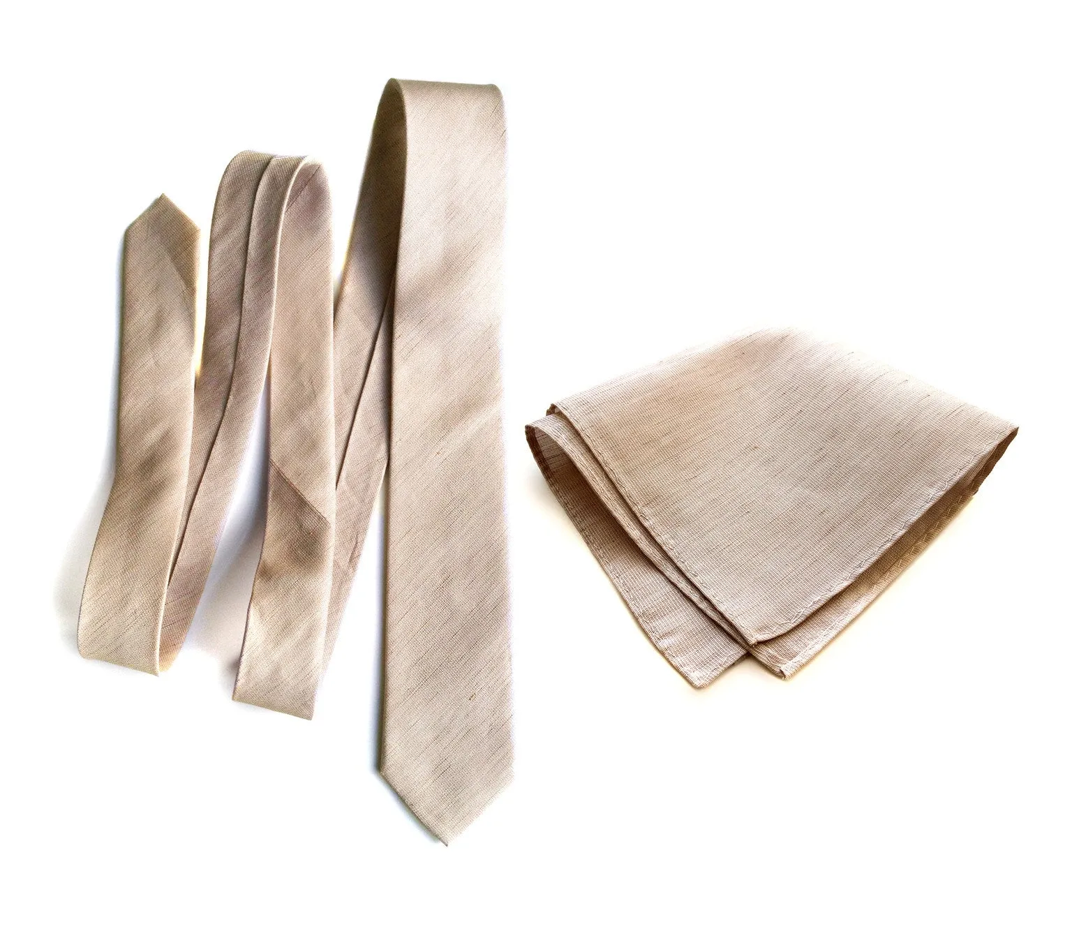 Khaki Linen Necktie. Solid Color Tie, Packard