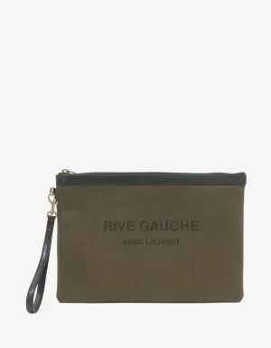 Khaki Rive Gauche Zip Pouch -